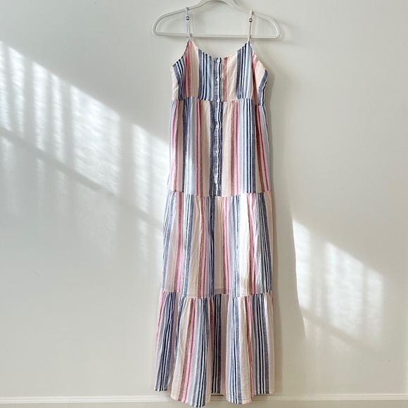Spendid Arco Iris Striped Linen Blend Maxi Dress - Picture 1 of 16
